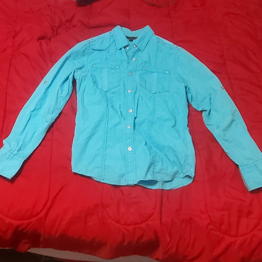 G by Guess Aqua Button-Up Shirt